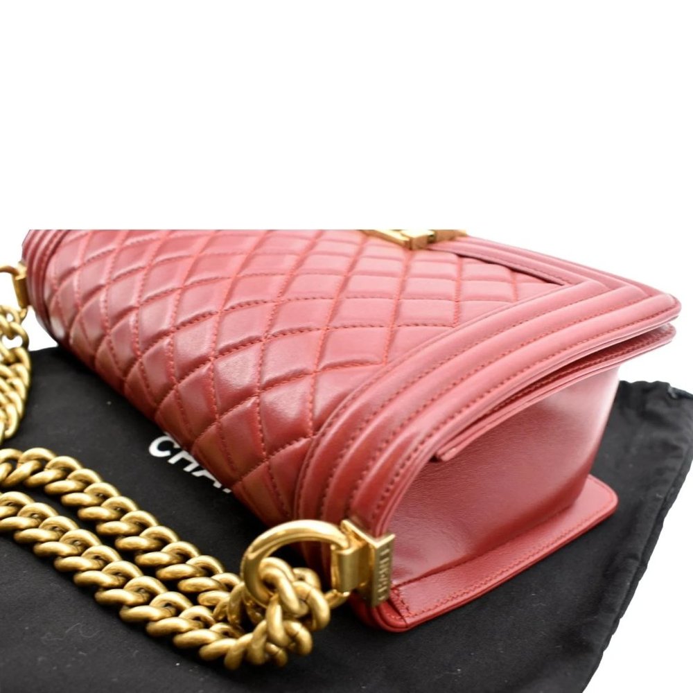 CHANEL Medium Boy Flap Calf Leather Shoulder Bag Red - Picture 5 of 14